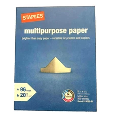 STAPLES MULTIPURPOSE PAPER 1 REAM 500 SHEETS 8 1/2" x 11"