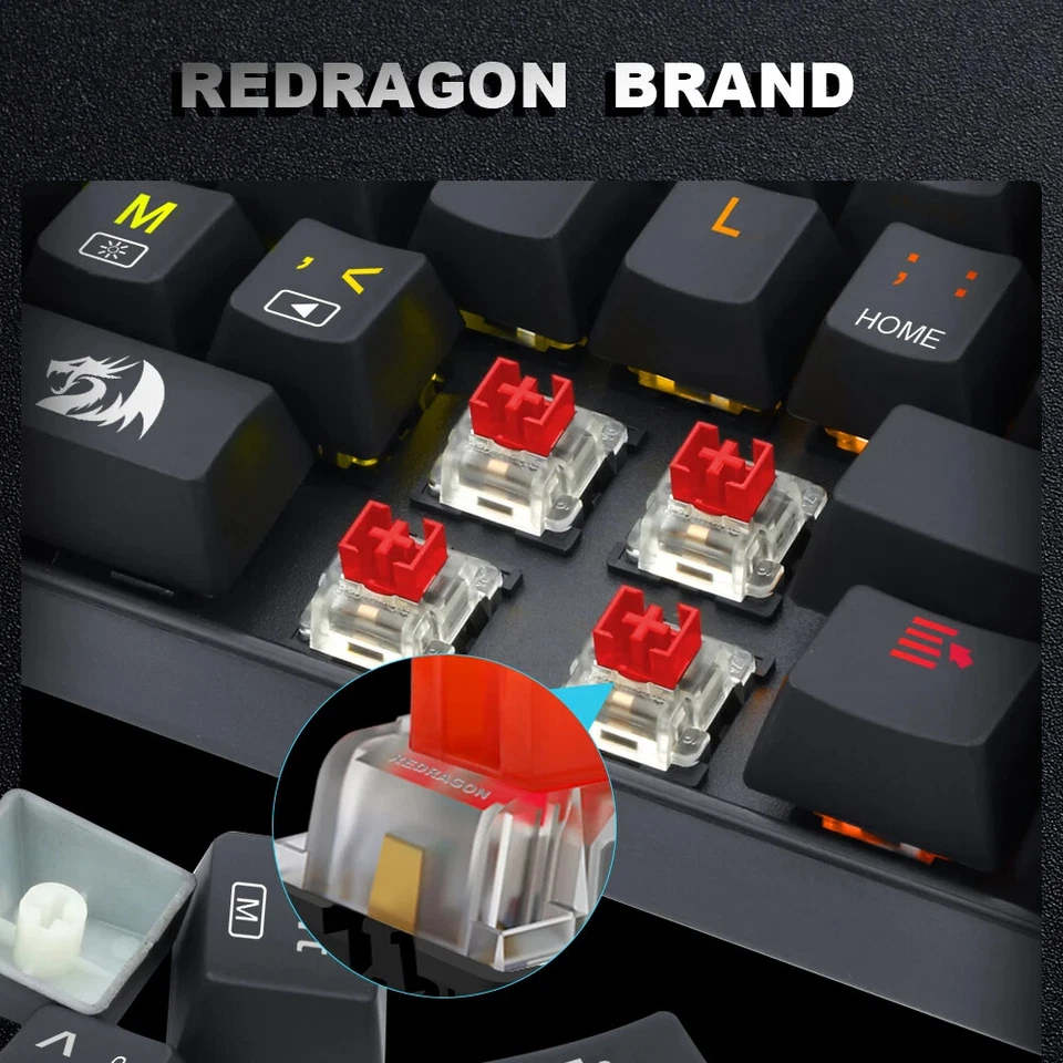 REDRAGON SMD RGB MX Switch 3Pin Clicky Linear Tactile Mechanical Keyboard - Image 3 of 4