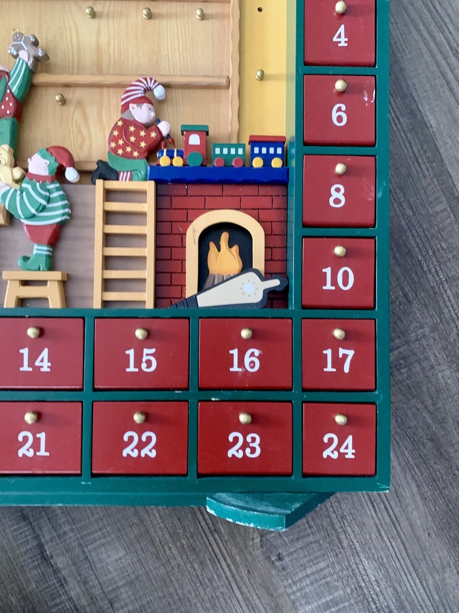 Advent Calendar Santa's Workshop Christmas Wood Compartment Costco