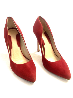 Chelsea Paris Women's Red Suede 4 1/4'' Heels, Italy, US 8.5/EU 39, GUC