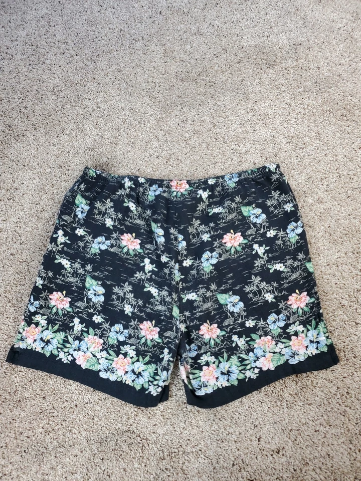 Vintage OP Ocean Pacific Bermuda Short Size XL Women Black Floral Drawstring Y2K - Image 4 of 4