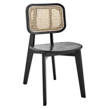 Silla auxiliar de comedor Modway Habitat de madera y ratán de 18" en negro y natural