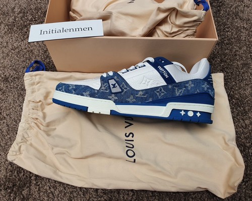 Louis Vuitton NEW Monogram TRAINER SNEAKER size 14 BLUE - Picture 4 of 13