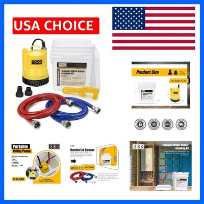 Comprehensive Tankless Water Heater Flushing Kit with 1/6HP Sump Pump & Hoses