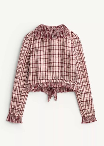 ZARA LIMITED EDITION FRINGED TEXTURED JACKET DARK PINK NEW SS26 XS-XL 2363/707 - Picture 3 of 5