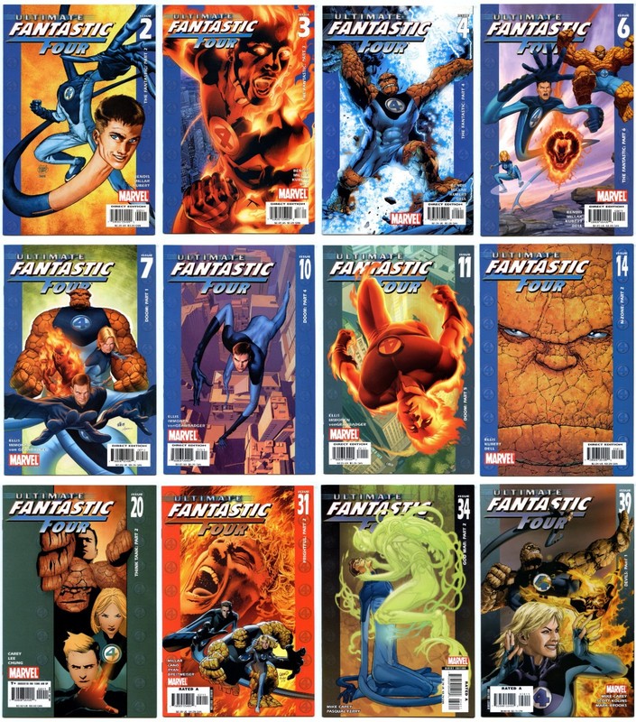 Marvel Comics Ultimate Fantastic Four Job Lot Bundle 12 Comics Bag & Boarded