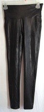 Spanx Black Faux Leather Look Shiny Leggings Size Small EUC