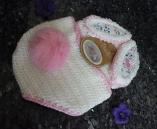 so dorable bunny baby hand crocheted set hat diper cover