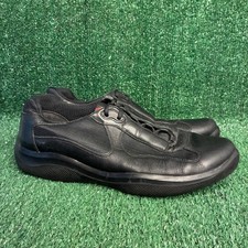 Prada America's Cup Leather Mesh Low Top Designer Sneaker All Black Mens Size 11