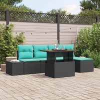 Garten Essgruppe 6-Teilig Mit Kissen Schwarz Teal Sitzgruppe