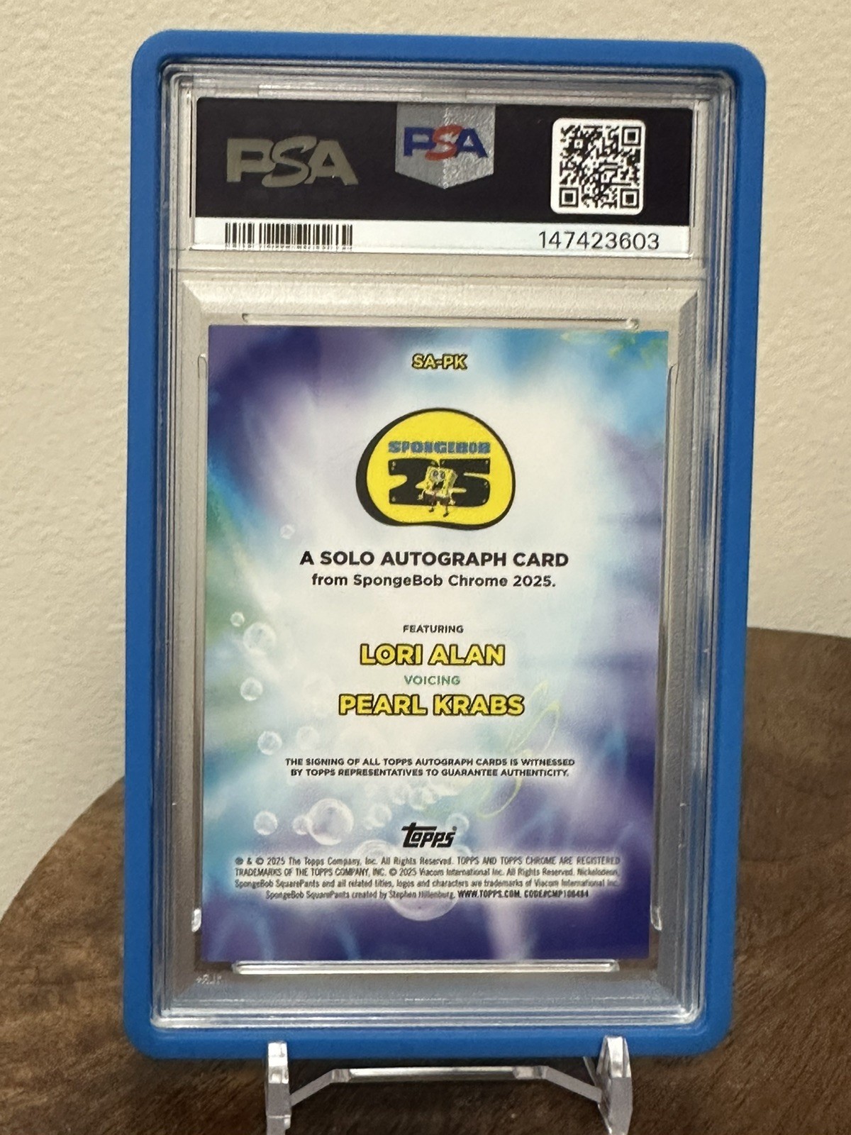 PSA 9 2025 Topps Chrome SpongeBob Squarepants Lori Alan Auto Pearl Krabs #SA-PK view 4