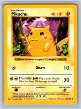 Pikachu (Red Cheeks) 58/102 Common Base Set Shadowless Pokemon Unlimited LP