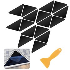 16 PCS Rug Grippers Non Slip Pads Hardwood Floors Reusable Tape Black