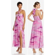 Aqua Size XS Pink Chiffon Maxi Dress Front Slit Skirt Fairy Coquette NWT