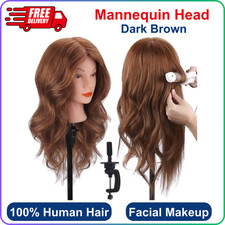 Mannequin Head W/ 100 Human Hair, TopDirect 18" Real Hair Mannequin Dark Brown