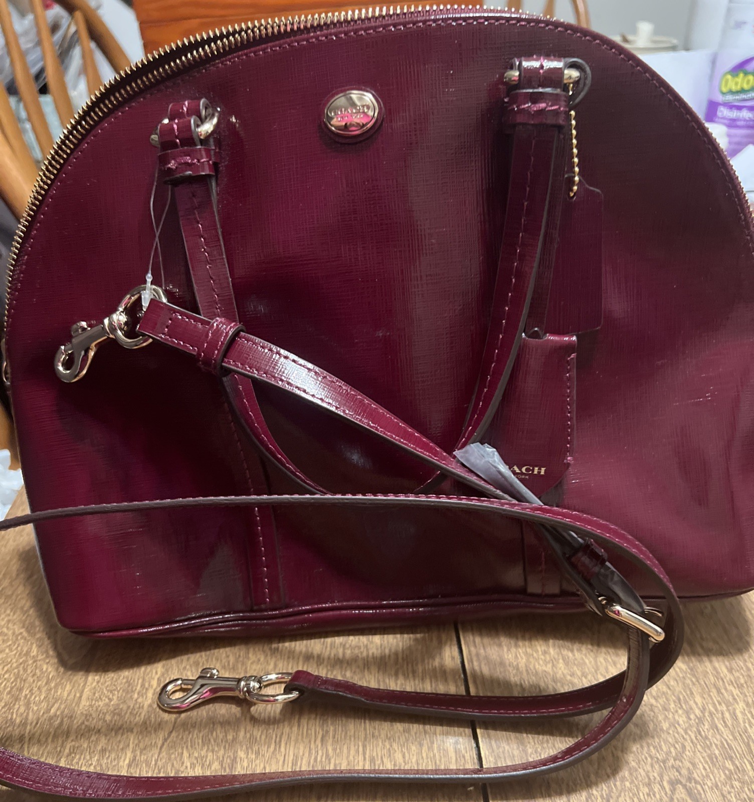 COACH F25671 PEYTON LEATHER CORA DOMED BEAUTIFUL SATCHEL PURSE BAG Sherry NWT image 6