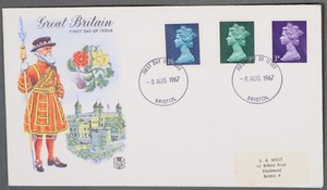 MayfairStamps Great Britain FDC 1967 1'6, 9d & 3d Queen Elizabeth II First Day C