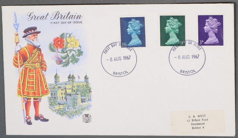 MayfairStamps Great Britain FDC 1967 1'6, 9d & 3d Queen Elizabeth II First Day C