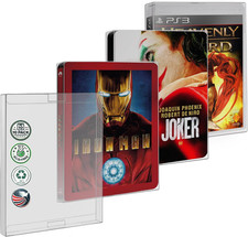 10 Pack Steelbook Protector Sleeves - Clear Plastic Cases - 2 Tabs