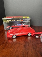 1986 Red GM Corvette Landline Phone Original Box CV-3777 Vintage Car Phone