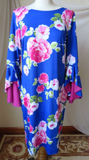 SHELBY & PALMER FLORAL DRESS LONG BELL SLEEVE BOAT NECK MULTICOLOR PULLOVER 14