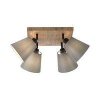Deckenstrahler Stoff E27 4-Flammig B: 59 Cm Natur Taupe Schwarz Deckenlampe