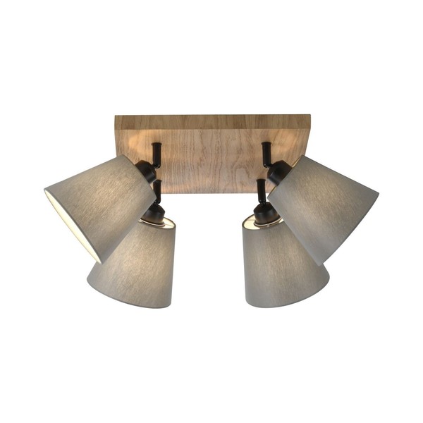Deckenstrahler Stoff E27 4-Flammig B: 59 Cm Natur Taupe Schwarz Deckenlampe-image