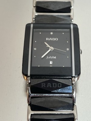 RADO Jubile Black Ceramic & Silver Watch w/ Diamonds & Tungsten