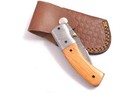 4.5" Base Camp Damascus Steel ASH WOOD Liner Lock Folding Knife HB-1182 — photo 8