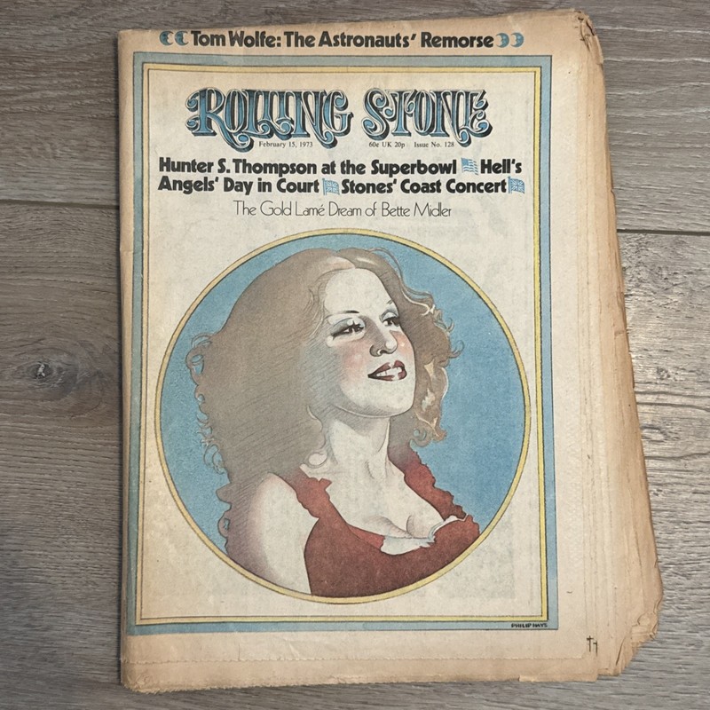 ROLLING STONE #128 BETTE MIDLER Cover Feb 15 1973 HUNTER THOMPSON @ SUPERBOWL