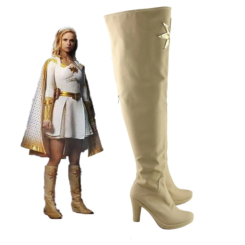 Los Niños Cosplay Starlight Dorado Tacón Largo Zapatos Halloween PU Botas Accesorios Nuevo Foto 2 de 4