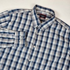 UNTUCKit Mens XL Slim Fit Wrinkle Free Gingham Button Down Shirt Navy Grey White