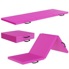 Folding Exercise Gymnastics Mat for Tumbling, 2'x6'x2" Gym Workout Mat with C...