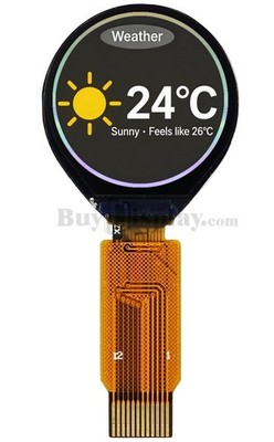 0.71'' IPS Round Circle Screen TFT LCD Display 160x160 GC9D01 Connector Type FPC