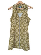 Urban Outfitters Mini Dress Sleeveless Green Patterned Zippered Medium Women