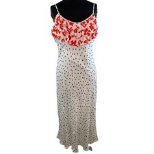 Rixo for Target White Red Ruffle Polka Dot Spaghetti Strap Maxi Dress Size L
