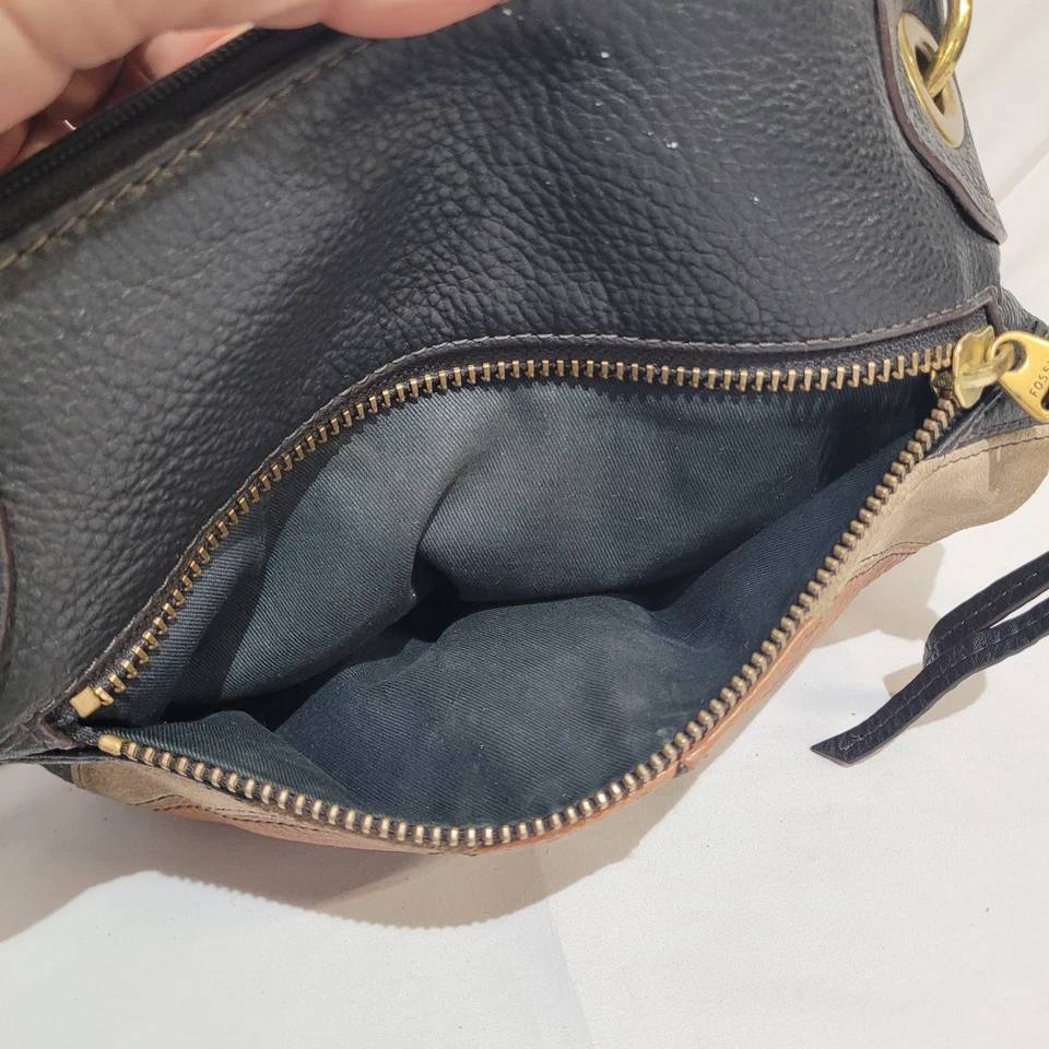 OSSIL KARLI черный коричневый желтовато-коричневый цвет блок кожи сумочка через плечо Hobo сумка - Изображение 4 из 4