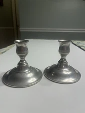 Vintage Pair Kirk Stieff Pewter Candlestick Holders 3.5” Tall