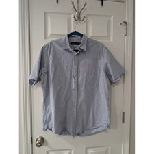 Polo Ralph Lauren, Mens XL, Short Sleeve Seersucker Button Down Shirt, Blue