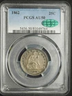 1862 PCGS AU-50 CAC Seated Liberty Quarter