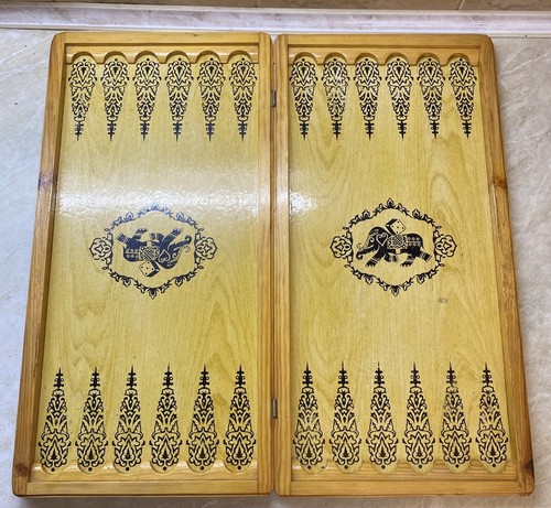 VINTAGE Collectible Russian LARGE WOODEN BACKGAMMON & Chess Board 55cm = 21,65” - Picture 6 of 24