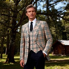 Fashion Men's Plaid Suits Single Breasted Notch Lapel Jacket Casual Style Blazer