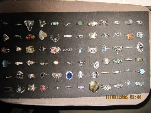72 Vintage TO RECENT ALL SILVERTONE  Costume Assorted Rings Jewelry Lot 2