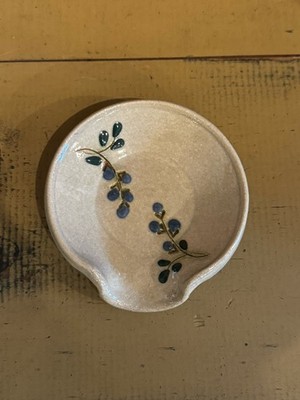 MPM Mountain Meadows Pottery Vintage Spoon Rest Berries Floral Signed and Dated