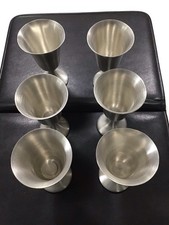 6-piece Stainless Steel Metal Shot Glass Set, Silver Tone Small Goblets