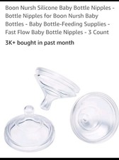 Boon Nursh Silicone Bottle Nipples MEDIUM FLOW 3m  3 