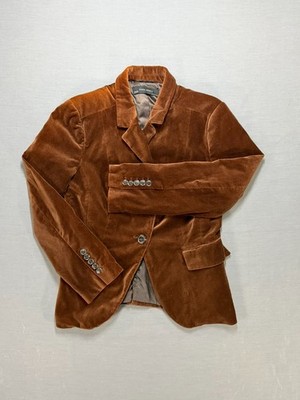 Zara Basic Women s XL Brown Velvet Blazer One Button Lined Jacket