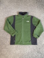 The North Face Jacket Boys M Green Gray Fleece Full Zip Pockets Hiking