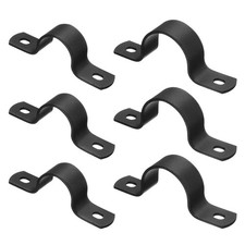 6Pcs 2 Size Metal Pipe Clamps, U-Shaped Tube Fixed Clip Bracket, Black