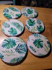 Coasters Set Of 6 Wood Round Leaf Coasters — photo 1